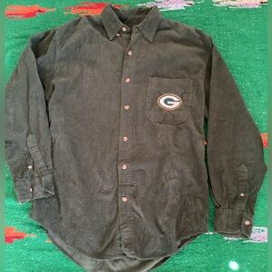 GAME DAY Green Bay Packers Men's Green Corduroy button down-SZ M